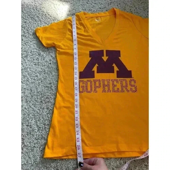 Yellow V-Neck Women's Top with Purple Graphic - Picture 7 of 7